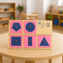 Load image into Gallery viewer, Montessori Materials - Wooden Drawing Inset Mini 5 Shape Stacker  Kids
