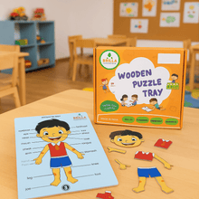 Load image into Gallery viewer, Wooden puzzle :Educational Pick &amp; Fix Puzzle - Parts of Body with Scan &amp; Learn - Brilla: One-Stop Solution for Preschool Resources
