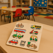 Load image into Gallery viewer, Wooden Puzzle - Educational Learning Transportation with Scan &amp; Learn - Brilla: One-Stop Solution for Preschool Resources
