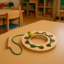 Load image into Gallery viewer, Montessori Materials Wooden Lacing Ring for Play and Fine Motor Skills
