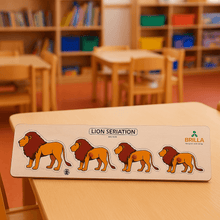 Load image into Gallery viewer, Wooden Puzzle for Kids Lion Seriation with Scan &amp; Learn - Brilla: One-Stop Solution for Preschool Resources
