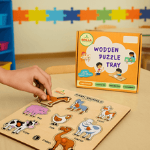 Load image into Gallery viewer, Wooden Puzzle - Educational Learning Domestic Animals with Scan &amp; Learn - Brilla: One-Stop Solution for Preschool Resources
