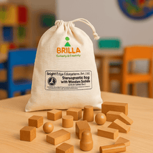 Load image into Gallery viewer, Montessori Materials - Stereognostic Bag with Wooden Geometric Shapes - Brilla: One-Stop Solution for Preschool Resources
