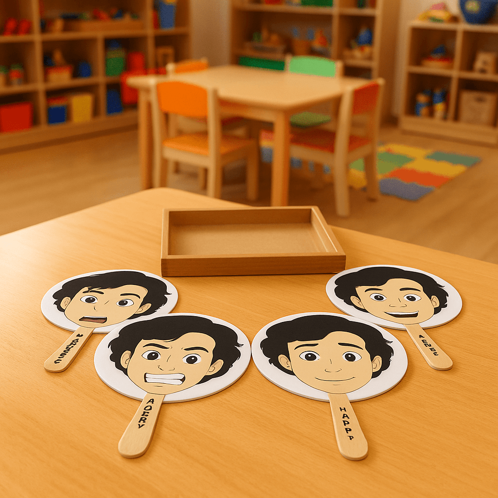 Montessori Materials - Wooden Mask Emotions for Children's Development - Brilla: One-Stop Solution for Preschool Resources