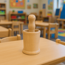 Load image into Gallery viewer, Montessori Materials: Wooden Mortar (Okhli) for Kids and Cooking - Brilla: One-Stop Solution for Preschool Resources
