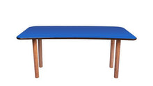 Load image into Gallery viewer, Brilla Wooden Classroom Table (6 Seater - Moon shape) for Preschools (Blue Color)
