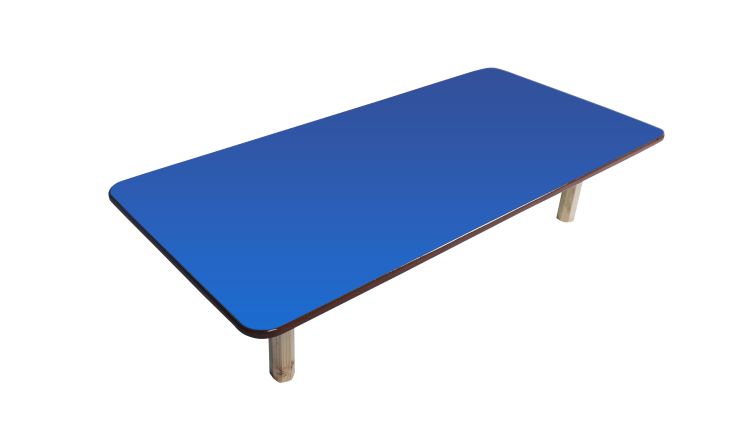 Brilla Wooden Montessori/Activity Chowki (6 Seater - Rectangle shape) for Preschools (Blue Color)