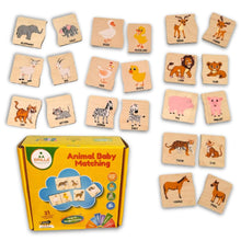 Load image into Gallery viewer, Animal &amp; Baby Matching Wooden Cards Learning Toy
