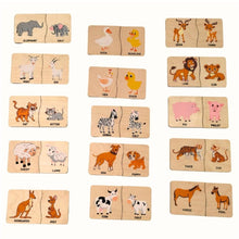 Load image into Gallery viewer, Animal &amp; Baby Matching Wooden Cards Learning Toy
