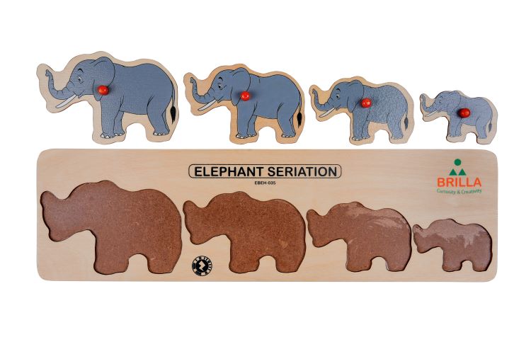 Wooden Learning Educational Puzzle - Elephant Seriation with Scan & Learn
