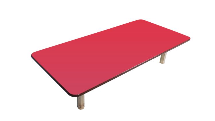 Brilla Wooden Montessori/Activity Chowki (6 Seater - Rectangle shape) for Preschools (Red Color)