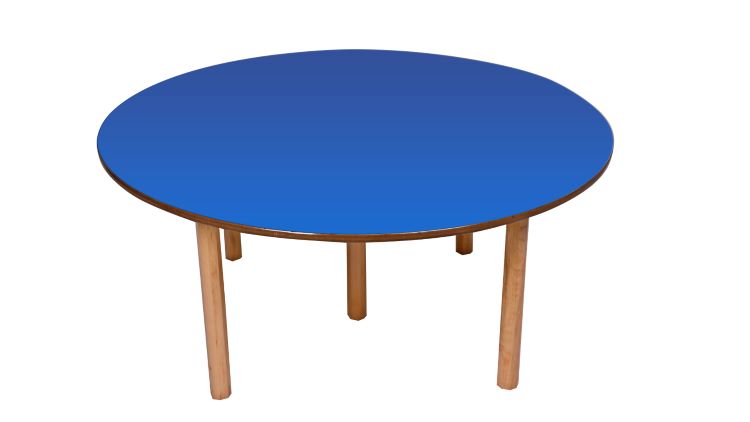 Brilla Wooden Montessori/Activity Table (8-10 Seater - Round shape) for Preschools (Blue Color)