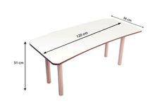 Load image into Gallery viewer, Brilla Wooden Classroom Table (6 Seater - Moon shape) for Preschools (Blue Color)

