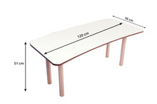 Load image into Gallery viewer, Brilla Wooden Classroom Table (6 Seater - Moon shape) for Preschools (Red Color)
