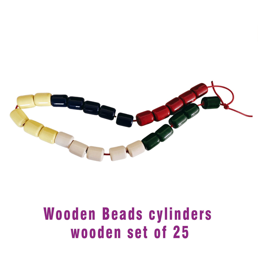 Wooden Beads cylinders wooden set of 25 - Brilla: One-Stop Solution for Preschool Resources