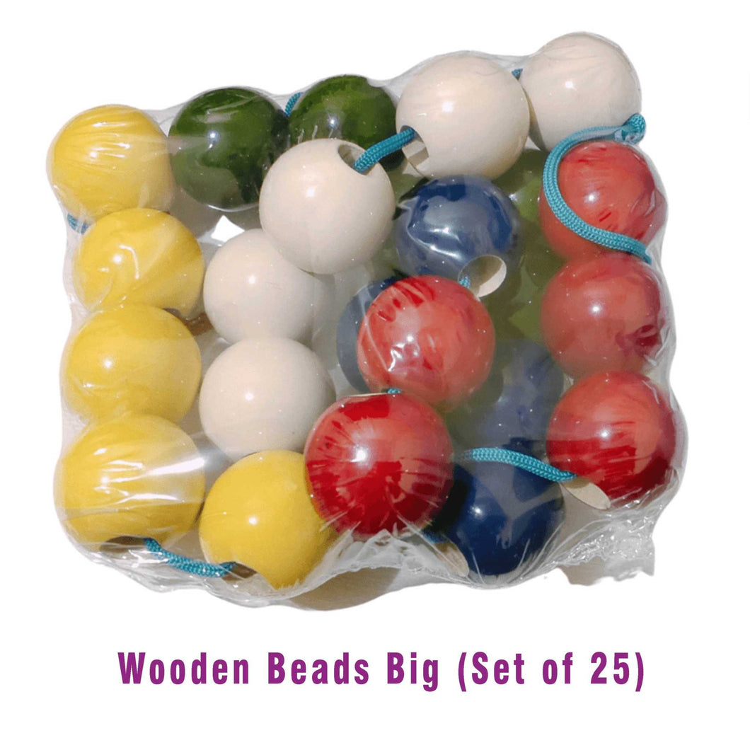 Montessori Materials: Big Wooden Beads Set of 25 for Kids' Education