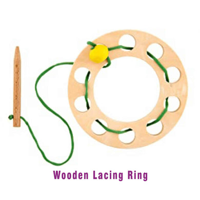 Montessori Materials Wooden Lacing Ring for Play and Fine Motor Skills