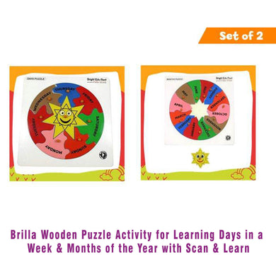 Brilla Wooden Puzzle Activity for Learning Days in a Week & Months of the Year with Scan & Learn - Brilla: One-Stop Solution for Preschool Resources