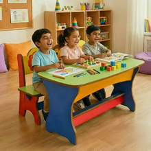 Load image into Gallery viewer, Desk and Bench – Brilla Premium Classroom Wooden Set (3 Seater)
