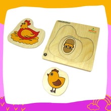 Load image into Gallery viewer, Wooden Multilayered Pick and Place Puzzle for Learning Life Cycle of Hen with Scan &amp; Learn
