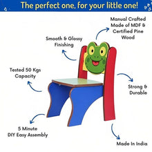 Load image into Gallery viewer, Brilla Wooden Frog Themed Kids Chairs with Backrest, Durable and Comfortable Child-Sized Chairs for 1-6 Years, Perfect for Study, Play, Dining, and Preschool, Small Colorful Chairs for Kids&#39; Room and Home
