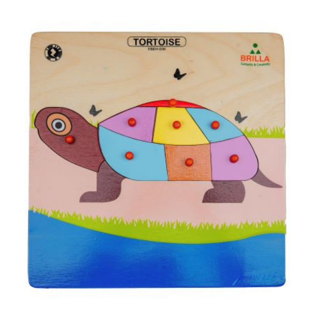Wooden Educational Pick & Fix Puzzle - Tortoise with Scan & Learn