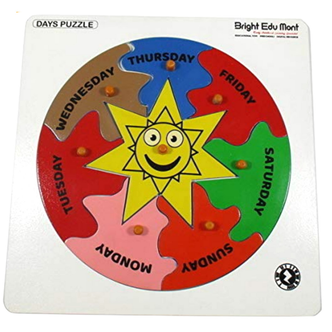 Wooden Educational Puzzle - Learning Days of the Week Puzzle with Scan & Learn
