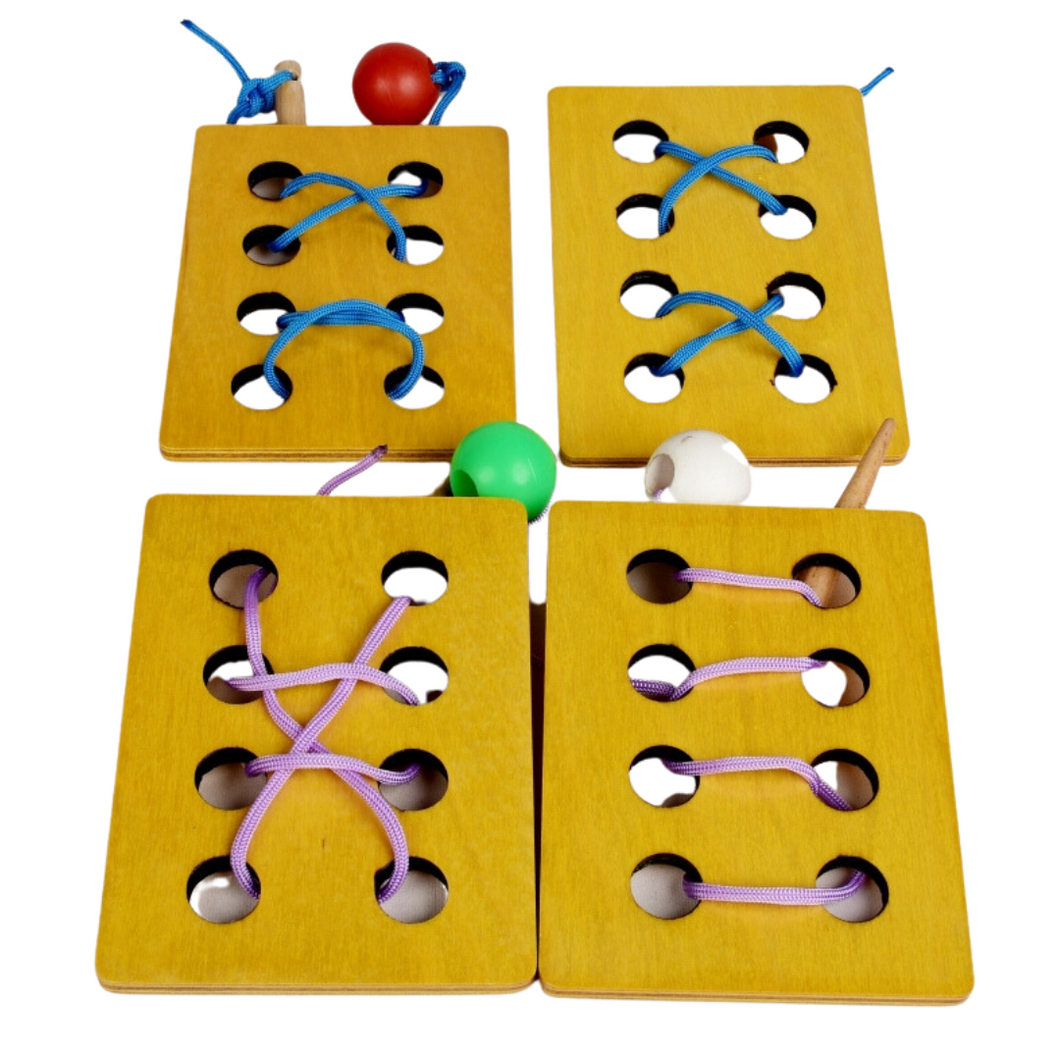 Brilla Wooden Learning Educational Lacing Plate for Preschool Kids