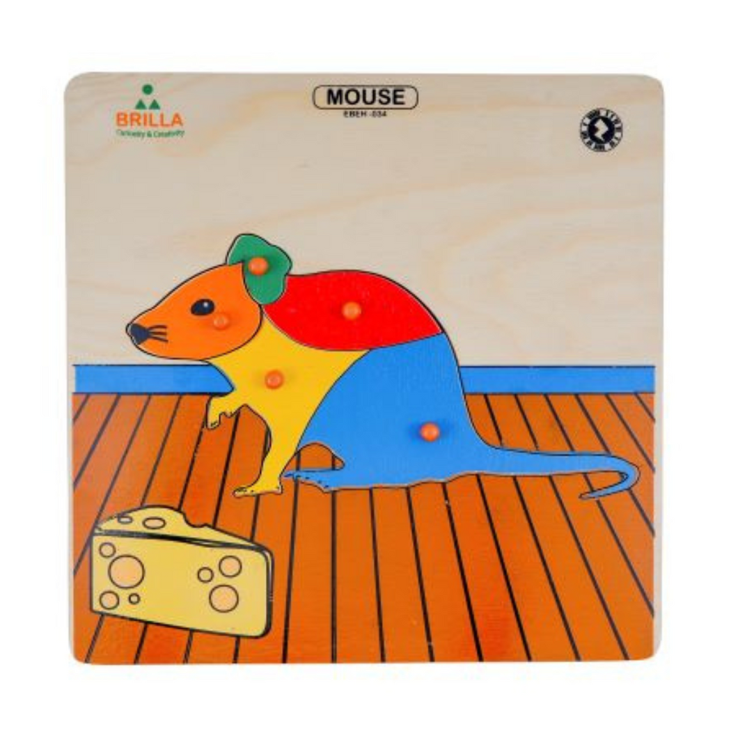 Wooden Educational Pick & Fix Jigsaw Puzzle Mouse with Scan & Learn