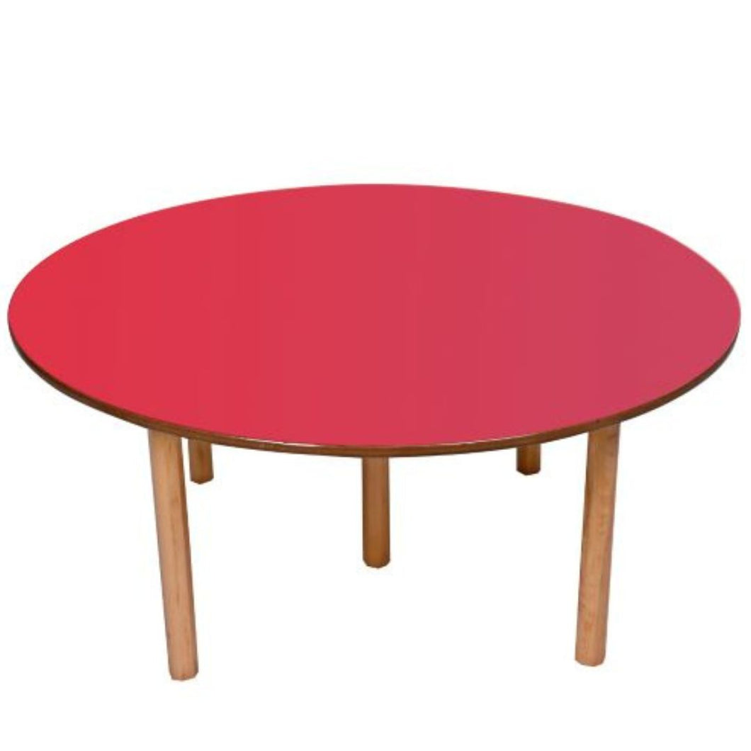 Brilla Wooden Montessori/Activity Table (8-10 Seater - Round shape) for Preschools (Red Color)