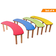 Load image into Gallery viewer, Brilla Set of 4 Wooden Benches (3 seater each) for round Table (Table not included) for Preschool
