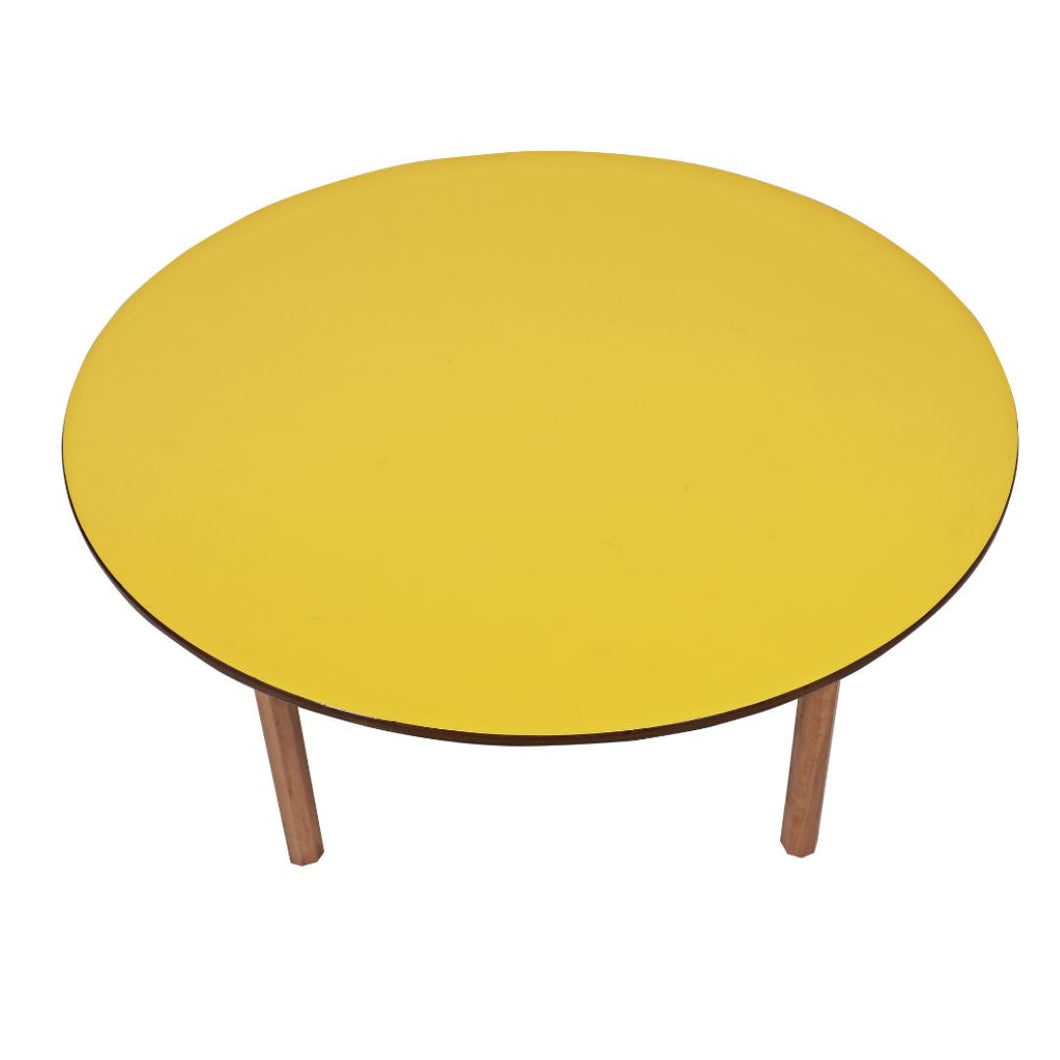 Brilla Wooden Montessori/Activity Table (8-10 Seater - Round shape) for Preschools (Yellow Color)