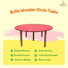 Load image into Gallery viewer, Brilla Wooden Montessori/Activity Table (8-10 Seater - Round shape) for Preschools (Red Color)
