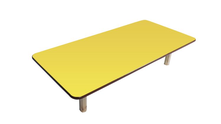 Brilla Wooden Montessori/Activity Chowki (6 Seater - Rectangle shape) for Preschools (Yellow Color)