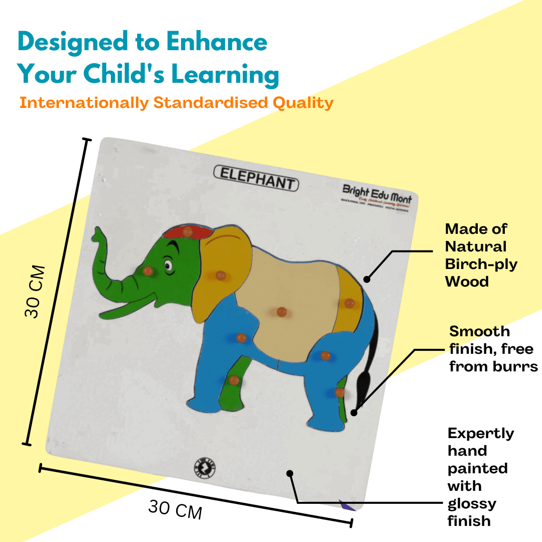 Educational Pick Wooden Puzzle - Educational Pick & Fix Elephant with Scan & Learn ...