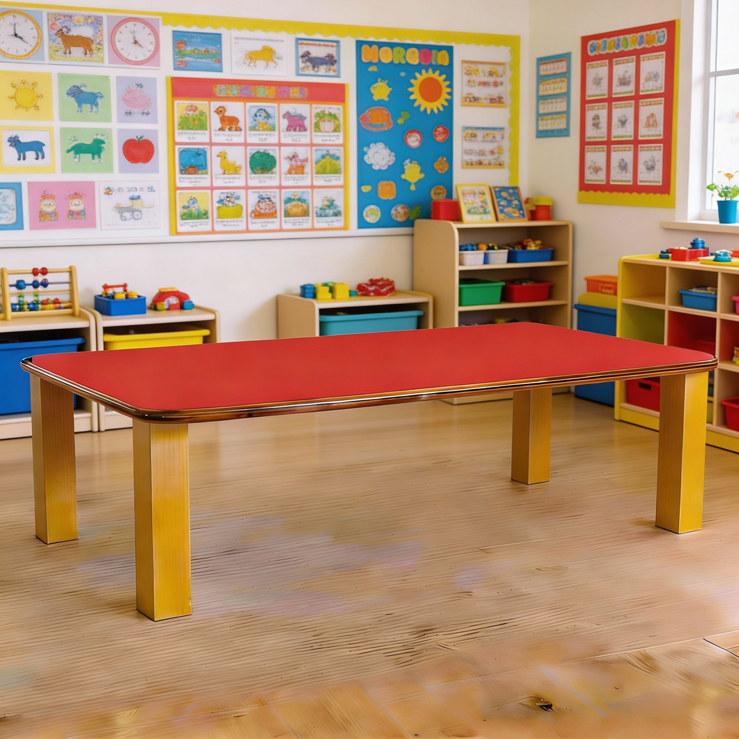 Brilla Wooden Classroom Table 6 Seater Rectangle shape for Preschools ...