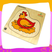 Load image into Gallery viewer, Wooden Multilayered Pick and Place Puzzle for Learning Life Cycle of Hen with Scan &amp; Learn
