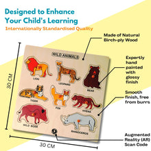 Load image into Gallery viewer, Wooden Educational Puzzle - Learning Wild Animals with Scan &amp; Learn
