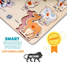 Load image into Gallery viewer, Brilla Wooden Educational Puzzle for kids - Learning Wild Animals &amp; Farm Animals Combo with Scan &amp; Learn (Set of 2)
