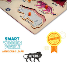 Load image into Gallery viewer, Wooden Educational Puzzle - Learning Wild Animals with Scan &amp; Learn
