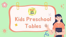 Load and play video in Gallery viewer, Brilla Wooden Classroom Table (6 Seater - Moon shape) for Preschools (Blue Color)
