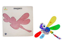 Load image into Gallery viewer, Wooden Educational Pick &amp; Fix Puzzle Dragonfly with Scan &amp; Learn

