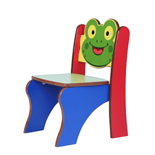 Load image into Gallery viewer, Brilla Wooden Frog Themed Kids Chairs with Backrest, Durable and Comfortable Child-Sized Chairs for 1-6 Years, Perfect for Study, Play, Dining, and Preschool, Small Colorful Chairs for Kids&#39; Room and Home
