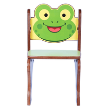 Load image into Gallery viewer, Brilla Wooden Frog Themed Kids Chairs with Backrest, Durable and Comfortable Child-Sized Chairs for 1-6 Years, Perfect for Study, Play, Dining, and Preschool, Small Colorful Chairs for Kids&#39; Room and Home
