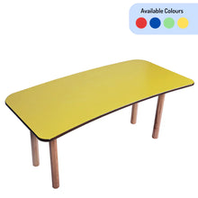 Load image into Gallery viewer, Brilla Wooden Classroom Table (6 Seater - Moon shape) for Preschools (Yellow Color)
