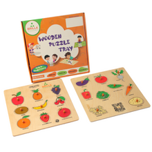 Load image into Gallery viewer, Wooden Vegetable and Fruit Puzzle Boards with Pegs for Kids Best Educational Wooden Vegetable and Fruit Puzzle for Kids Best Montessori Material for Kids  Best Montessori Vegetable and Fruit Puzzle for Preschoolers Best Montessori Material In India  Best Montessori Material In Bangalore The Best Brilla Vegetable and Fruit Puzzle Boards with Pegs for kids Brilla Educational toys  buy montessori Activity buy Wooden Montessori materials for kids
