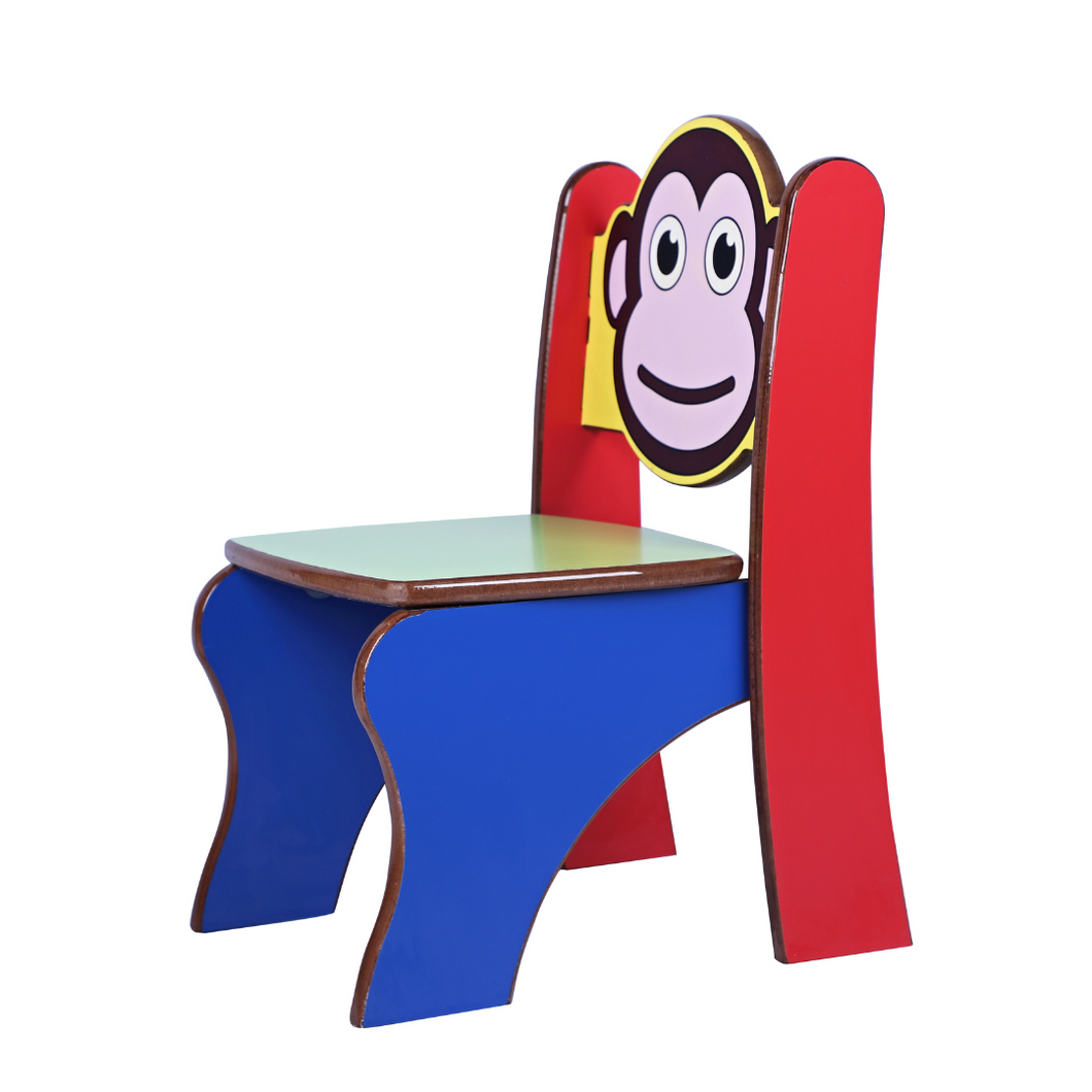 Brilla Wooden Kid's Chair for Preschools (Premium Monkey Theme Designs)