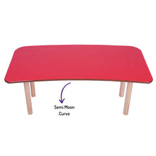 Load image into Gallery viewer, Brilla Wooden Classroom Table (6 Seater - Moon shape) for Preschools (Red Color)
