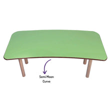 Load image into Gallery viewer, Brilla Wooden Classroom Table (6 Seater - Moon shape) for Preschools (Green Color)
