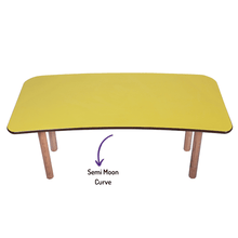 Load image into Gallery viewer, Brilla Wooden Classroom Table (6 Seater - Moon shape) for Preschools (Yellow Color)

